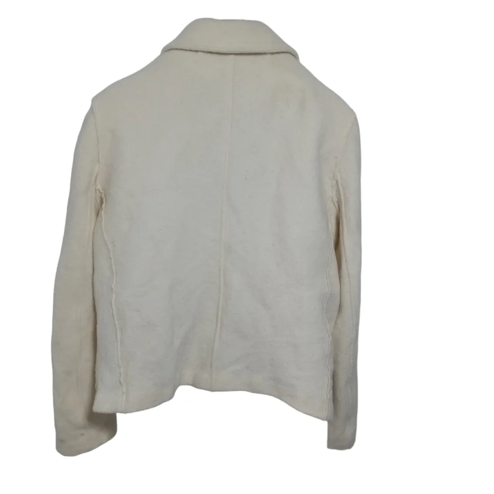 J Crew Women’s Wool Ivory Stadium Double Breasted Patch Pocket PeaCoat SZ 14